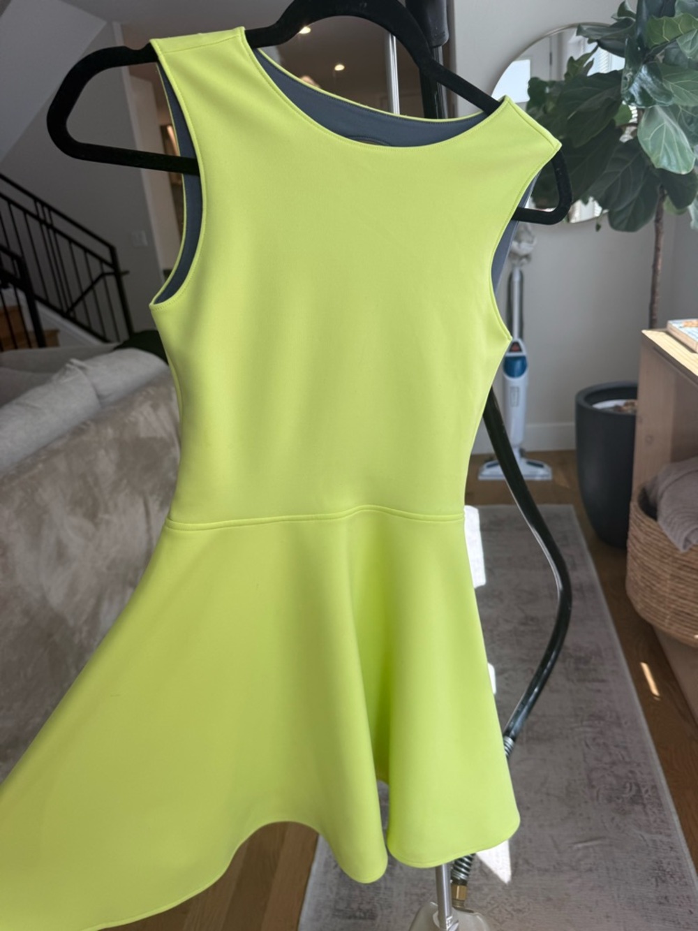 Sleeveless Neon Yellow Mini Fit-and-Flare Dress
